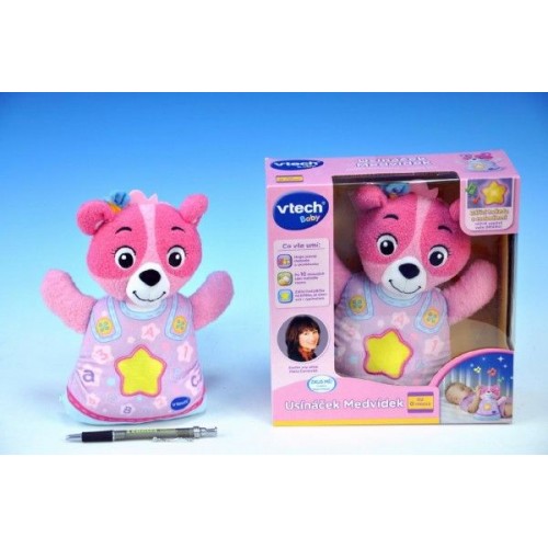 Usínáček Medvídek - růžový, Vtech, 22cm, na baterie, se zvukem, se světlem 14143558