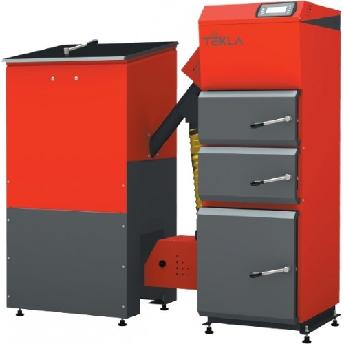 TEKLA Draco Duo BIO 35 kW Automatický ocelový kotel, násypka vlevo TEKLA Draco Duo BIO 35 kW Automatický ocelový kotel, násypka vlevo