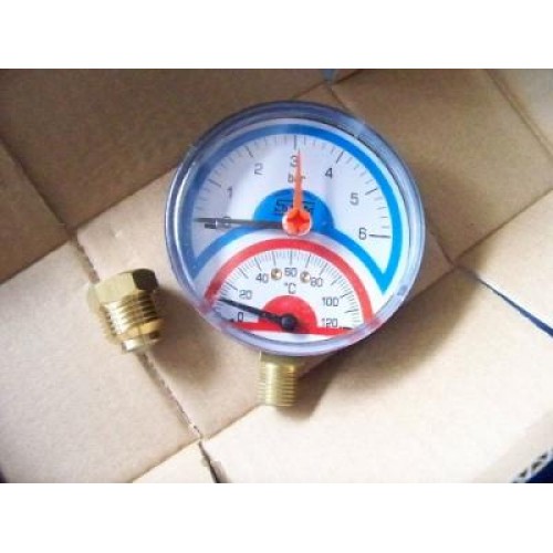 GEOS AGT termomanometr prumyslovy spodni 63mm,0-120C,1/4"x1/2", 2450