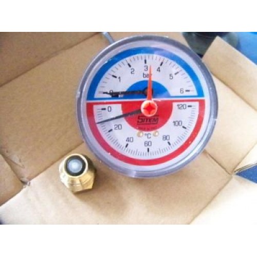 GEOS AGT termomanometr prumyslovy zadni 63mm,0-120C,1/4"x1/2", 2550 GEOS AGT termomanometr prumyslovy zadni 63mm,0-120C,1/4"x1/2", 2550