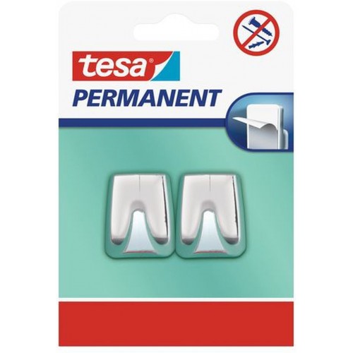 TESA Permanent háčky 2ks, lesklý pochromovaný plast 66609-00000-00