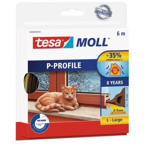 TESA MOLL Gumové těsnění, hnědé, na okna a dveře, P profil, 6m 05390-00103-00