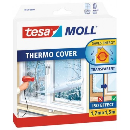 TESA MOLL Thermo Cover, transparentní fólie na rám okna, průhledná, 1,7m x 1,5m 05430-00000-01