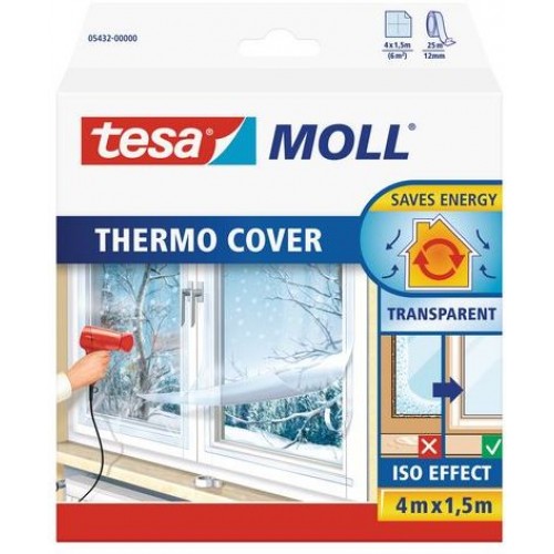 TESA MOLL Thermo Cover, transparentní fólie na rám okna, průhledná, 4m x 1,5m 05432-00000-00