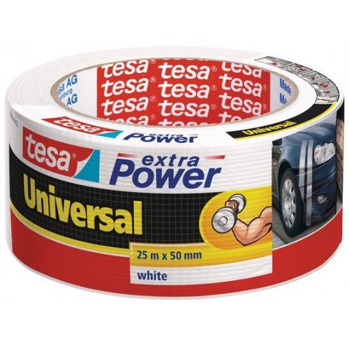 TESA Opravná páska Extra Power Universal, textilní, silně lepivá, bílá, 25m x 50mm