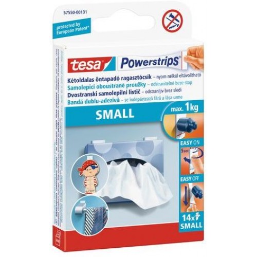 TESA Powerstrips Small, malé oboustranné proužky na připevňování, bílé, nosnost 1kg 57550-00131-01