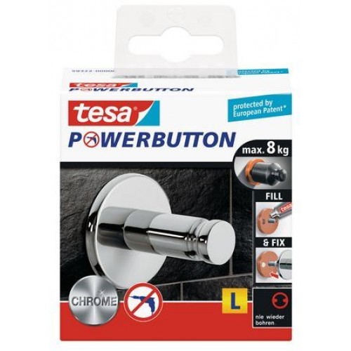 TESA Powerbutton háček UNIVERSAL, lesklý chrom, velikost L, nosnost 8kg 59322-00000-00