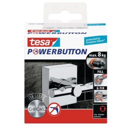 TESA Powerbutton háček DELUXE, lesklý chrom, čtvercový, nosnost 8kg 59341-00000-00