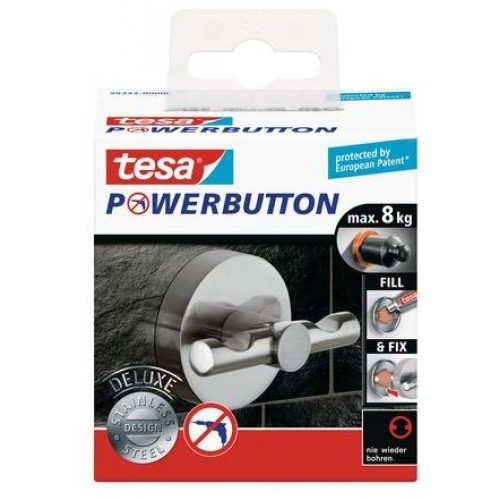 TESA Powerbutton háček DELUXE, matná nerez ocel, kruhový, nosnost 8kg 59343-00000-00