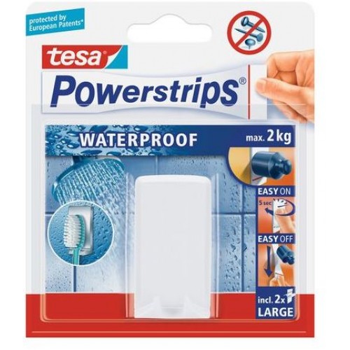 TESA Powerstrips Waterproof háček voděodolný, na zubní kartáček, bílý plast, nosnost 2kg 59702-00000-00