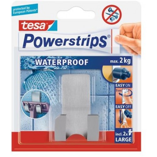 TESA Powerstrips Waterproof háček voděodolný, na holicí strojek, nerez ocel, nosnost 2kg 59709-00000-01