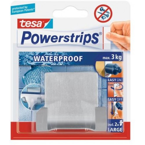 TESA Powerstrips Waterproof háček voděodolný, dvojháček, nerez ocel, nosnost 3kg 59710-00000-01