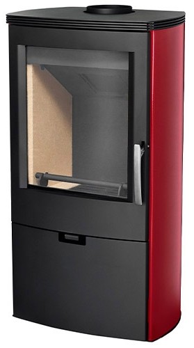 THORMA FALUN II Aqua Krbová kamna černá/vínovočervená s výměníkem