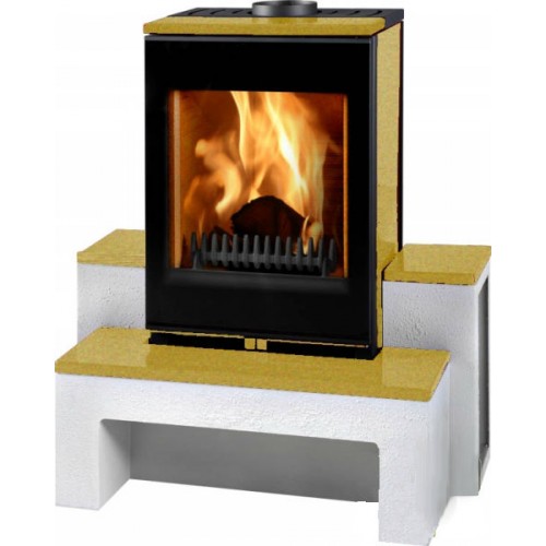 THORMA GRENOBLE Krbová kamna černá/bílý podstavec/pískovec