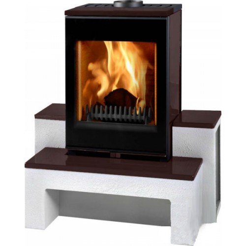 THORMA GRENOBLE Krbová kamna černá/bílý podstavec/tmavě hnědá