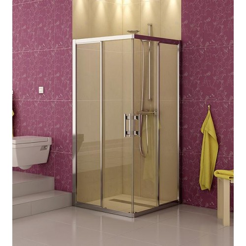 RONAL TOPAC TOP-Line rohový vstup, 100cm, matný elox/sklo Cristal perly TOPAC10000144