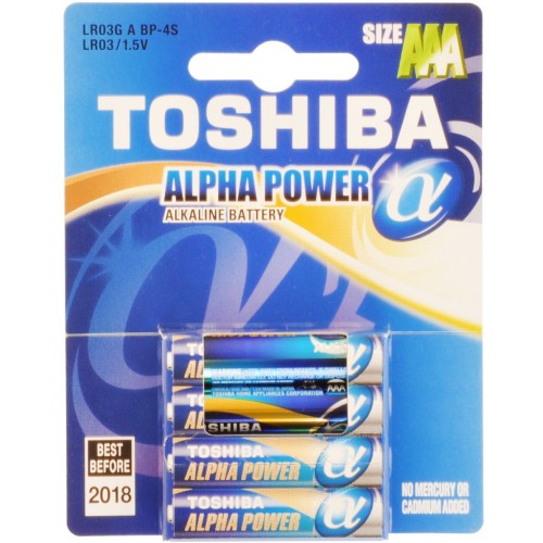 TOSHIBA Alkalická baterie LR03 4BP AAA Alpha 35040096 TOSHIBA Alkalická baterie LR03 4BP AAA Alpha 35040096