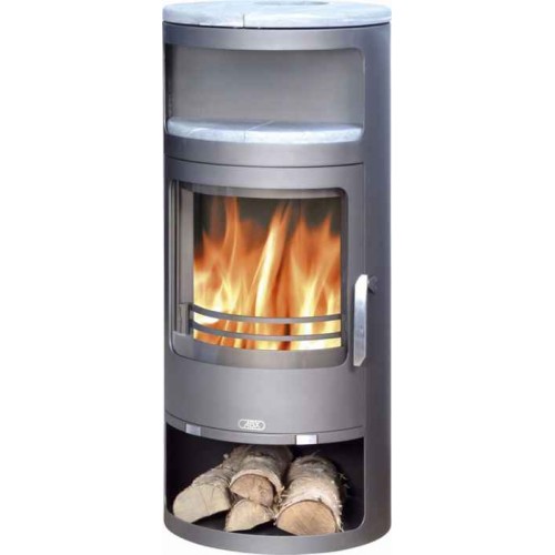 ABX Troll 4625-6, krbová kamna na dřevo, šedý plech, pícka mastek, vč. horní desky - mastek