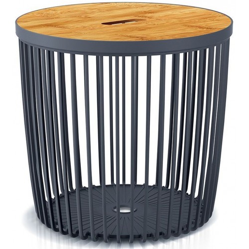 Prosperplast CLUBO Univerzální koš / stolek s bambusovým víkem 38,6cm, antracit ICLU35T