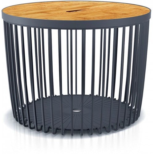 Prosperplast CLUBO Univerzální koš / stolek s bambusovým víkem 59cm, antracit ICLU100T
