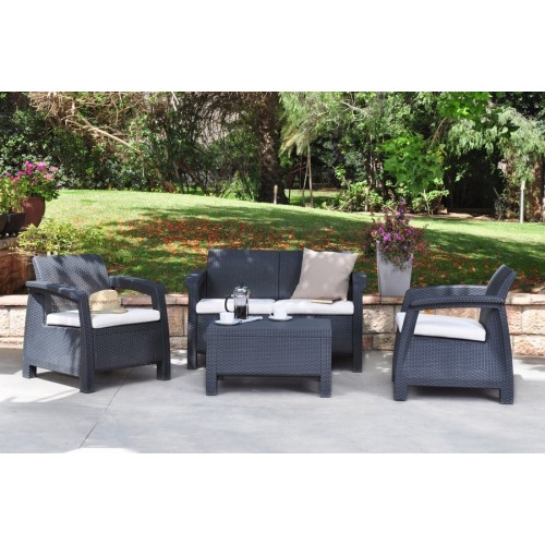 Zahradní set CORFU anthracite + white