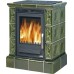 ABX Helvetia K kachlová kamna na dřevo s kombi vložkou (litina/plech), kachlový sokl, zelená