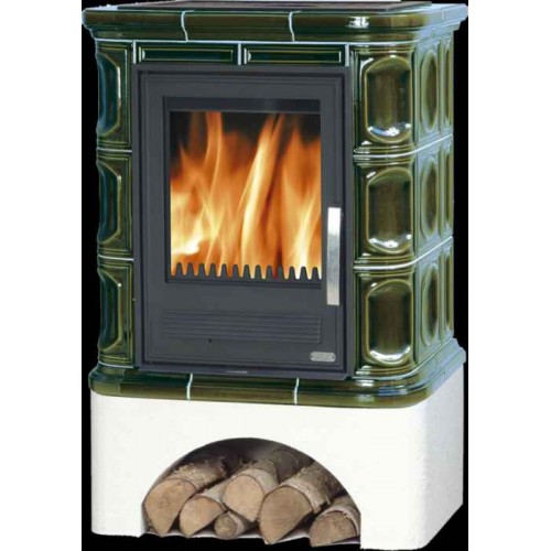 ABX Regina K, kachlová kamna na dřevo s kombi vložkou (litina/plech), zelená