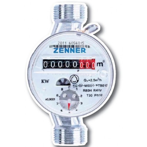 ZENNER Bytový vodoměr ETWD-M 2,5-110-1/2" R80H40V na teplou vodu 999119820