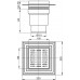 ALCAPLAST Podlahová vpust 150 × 150/110 přímá, mřížka šedá APV11