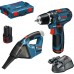 BOSCH GSR 12V-15 Aku vrtací šroubovák + GAS 18V Aku vysavač 0615990GE3