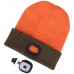 EXTOL LIGHT čepice s čelovkou 4x45lm, USB nabíjení, fluorescentní oranžová/khaki zelená, oboustranná 43460