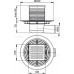 ALCAPLAST Podlahová vpust 105 × 105/50 boční, mřížka mosaz-chrom APV103