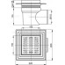 ALCAPLAST Podlahová vpust 150 × 150/110 boční odtok, mřížka nerez APV12
