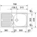 Franke Eurostar ETN 614 N ETHOS 614, 3 1/2", 780x435 mm, nerezový dřez 101.0286.132