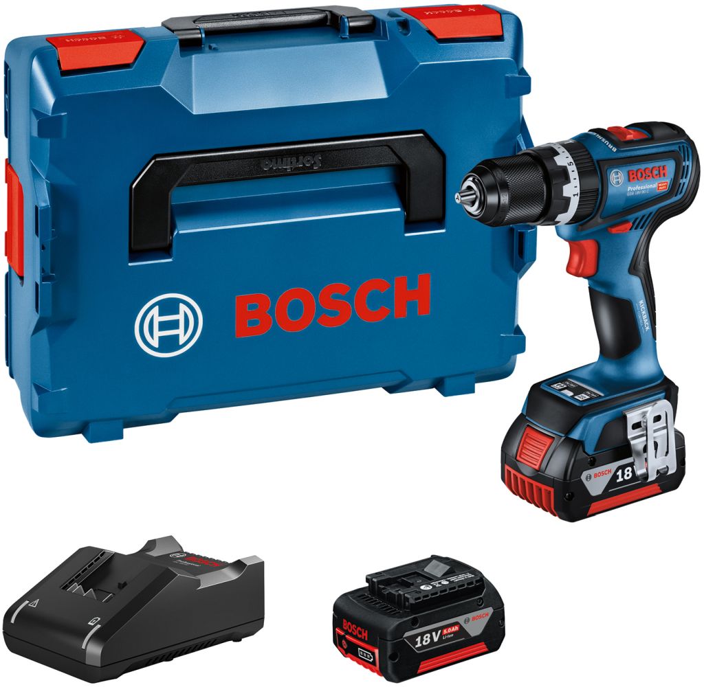 BOSCH GSB 18V-90 C PROFESSIONAL Aku kombinovaný šroubovák, 2x 5.0Ah, L-BOXX 06019K6106