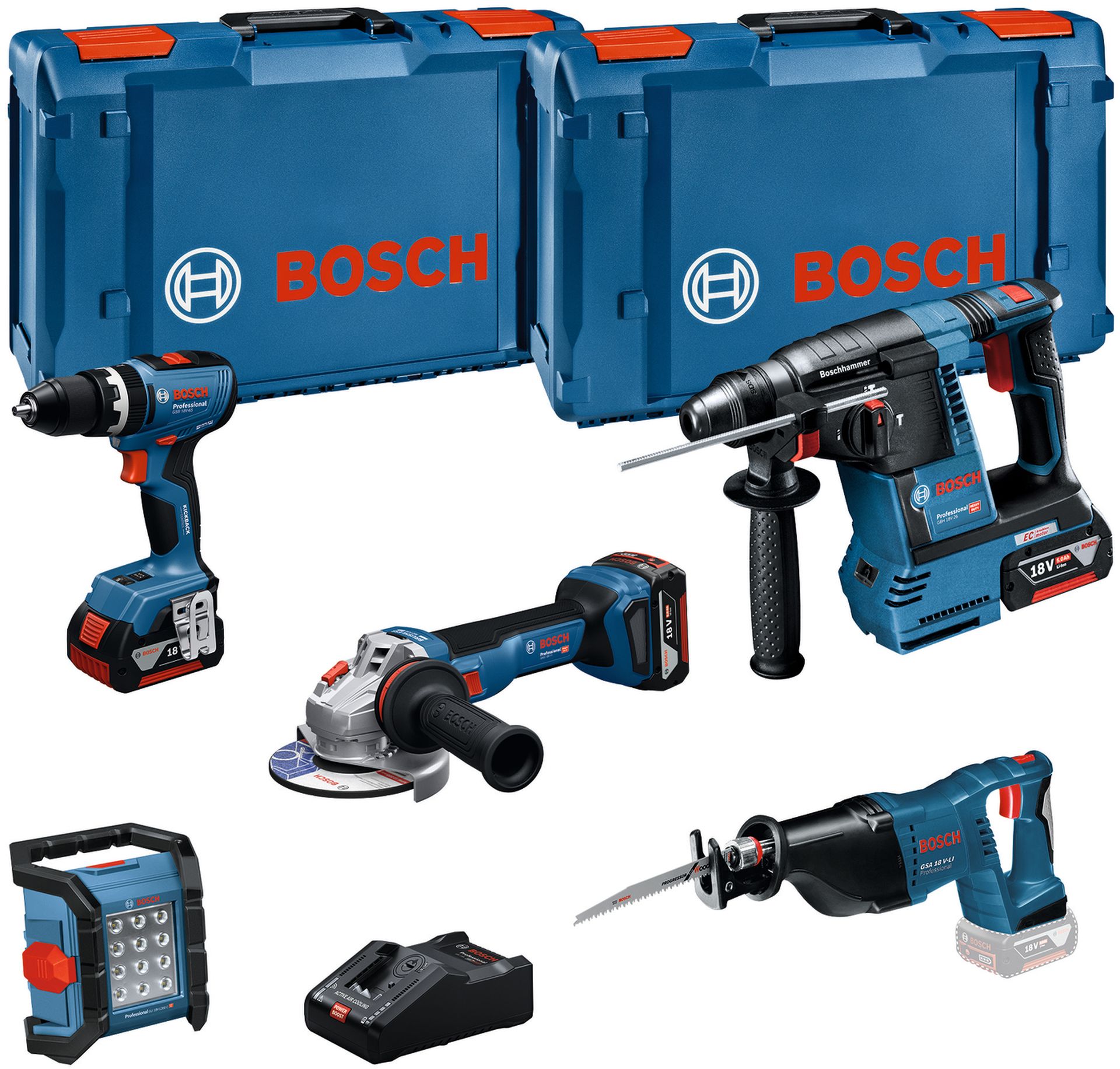 BOSCH GSB+GBH+GWS+GSA+GL+3×5+GAL PROFESSIONAL Sada 5 ks 18V nářadí 0615A5007S