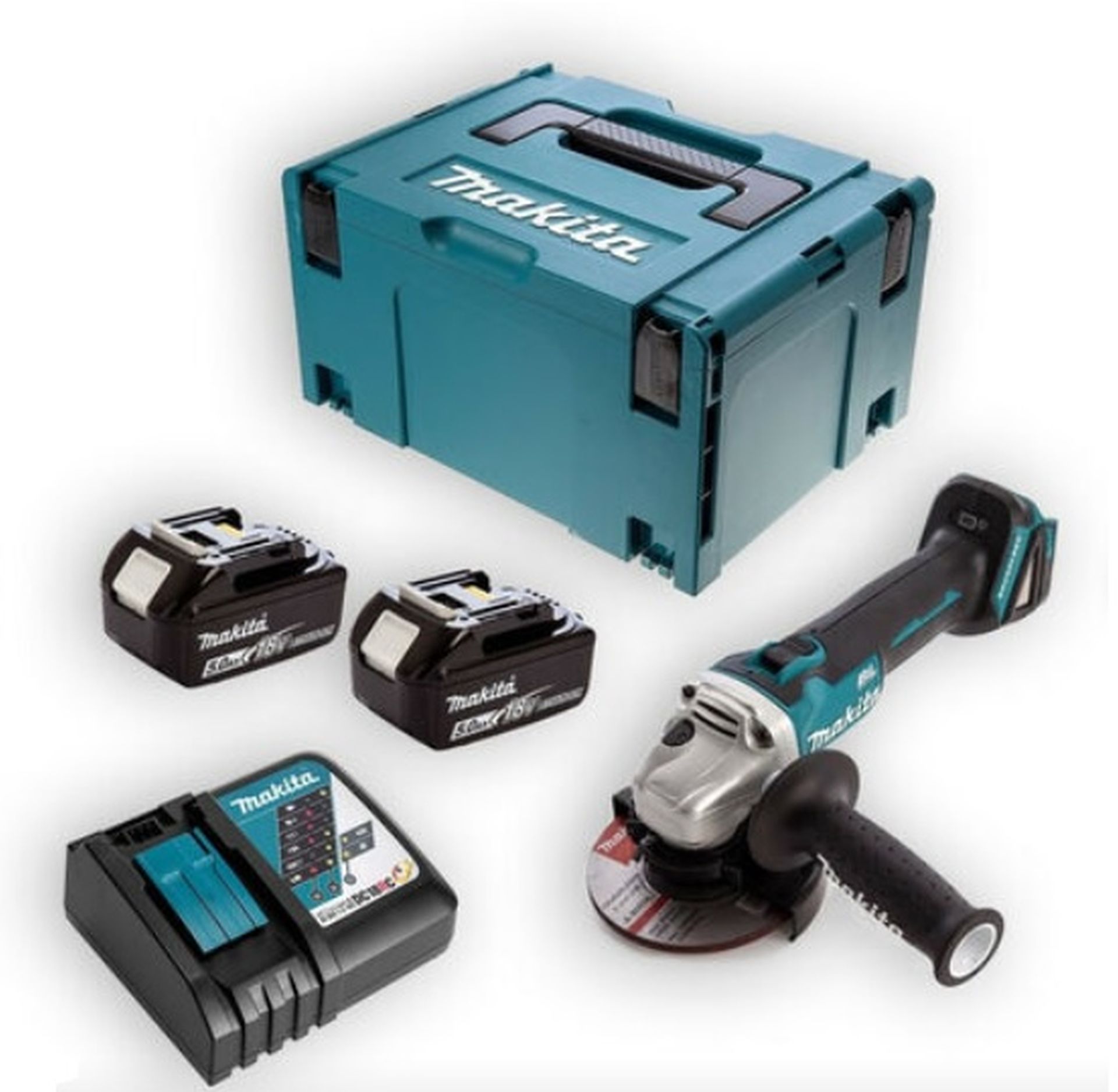 MAKITA DGA506RTJ Aku úhlová bruska 125mm, Li-ion 18V/5,0Ah, Makpac