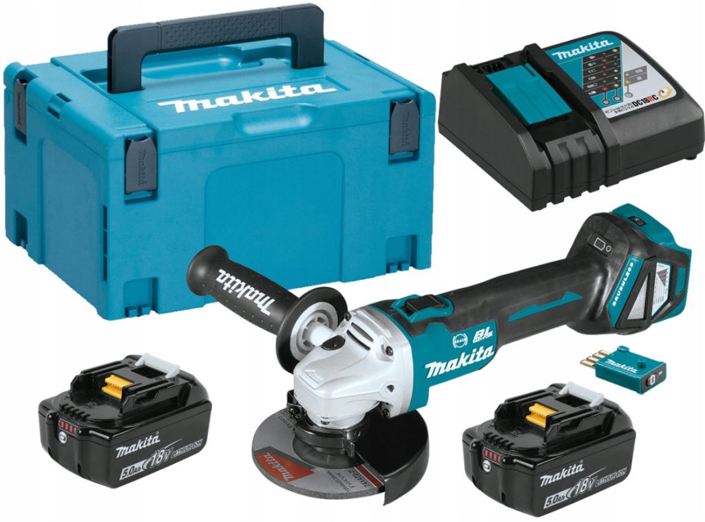 MAKITA DGA514RTJU Aku úhlová bruska 125mm, Li-ion (2x5,0Ah(18V) Makpac