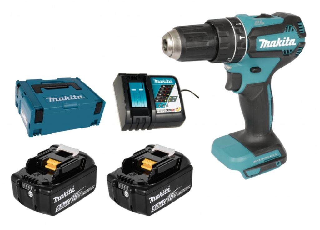 MAKITA DHP485RTJ Aku bezuhlíkový příklepový šroubovák Li-ion (2x5,0Ah/18V) Makpac