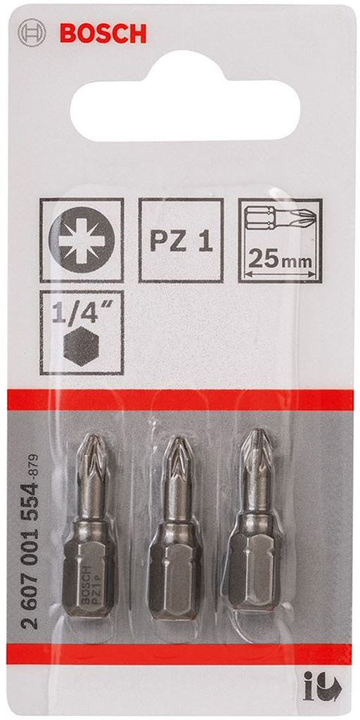 BOSCH Extra-Hart Šroubovací bit zvlášť tvrdý PZ 1, 25mm, 3ks 2607001554