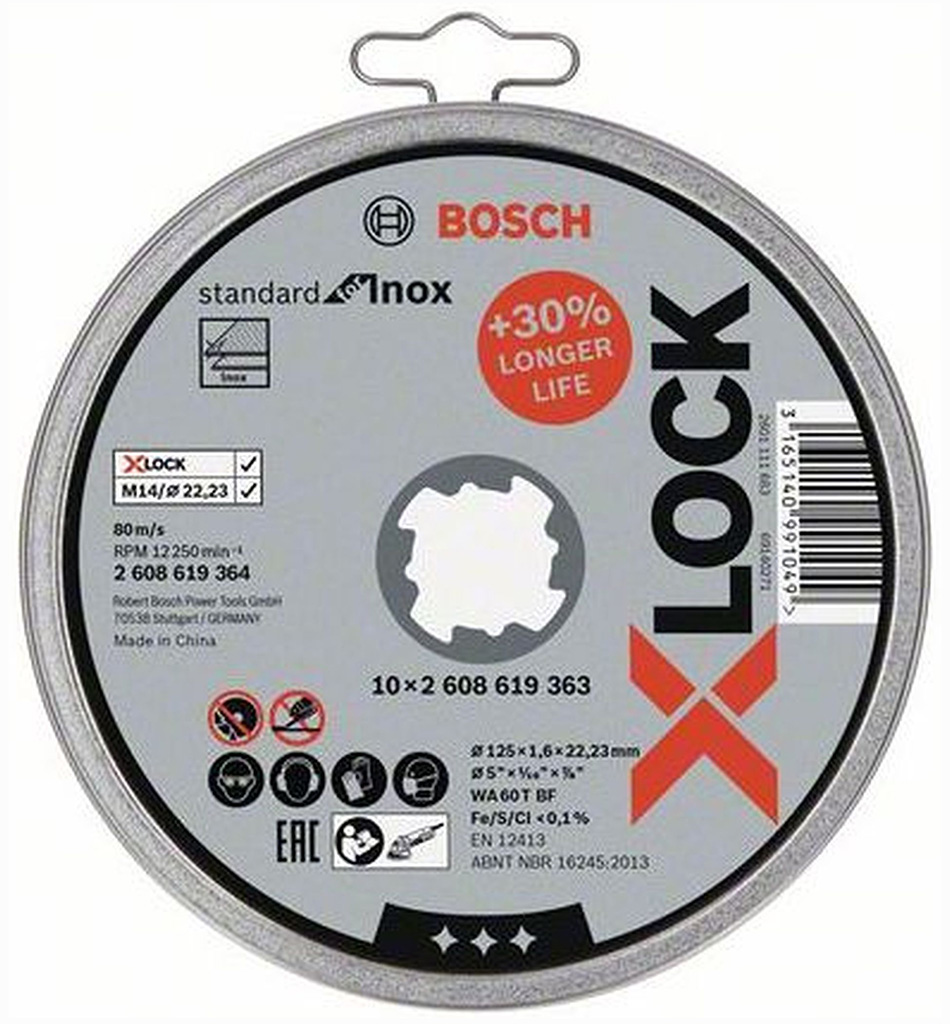 BOSCH X-LOCK Standard for Inox 10 × 125 × 1,6mm T41 2608619364