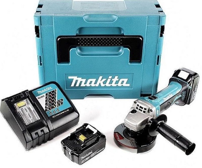 MAKITA DGA452RTJ Aku úhlová bruska 115mm (2 x 5,0Ah//18V) Makpac