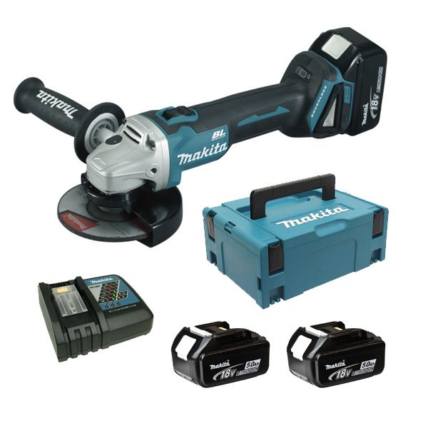 MAKITA DGA504RTJ Aku úhlová bruska 125mm, Li-ion (2x5,0Ah/18V) Makpac 2