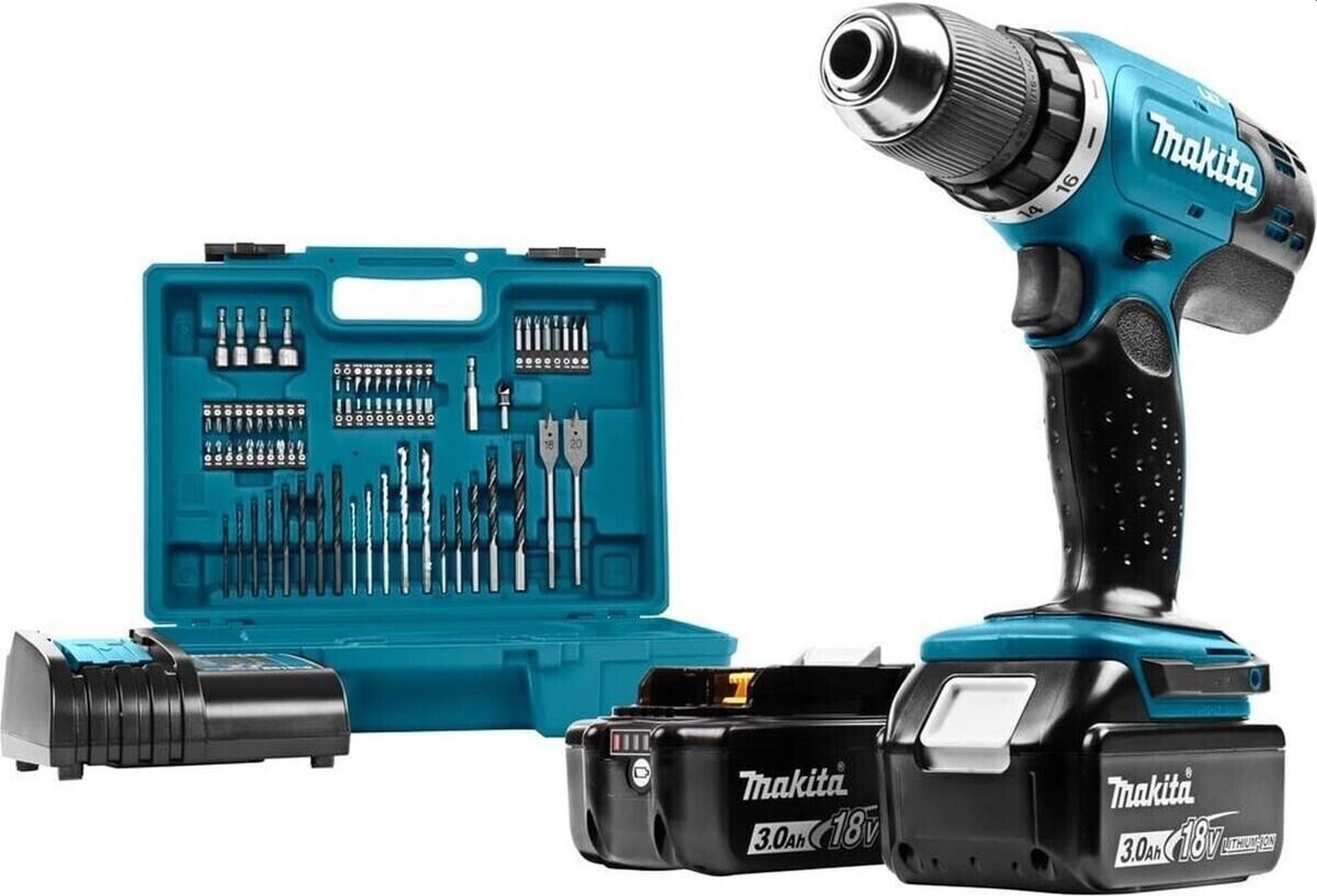 MAKITA DDF453SFX1 Aku vrtací šroubovák s příslušenstvím Li-ion LXT (2x3,0Ah/18V)