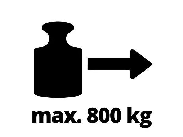 Symbolická grafika ukazuje maximální nosnost ručního lanového navijáku Einhell TC-WI 800 s max. 800 kg.