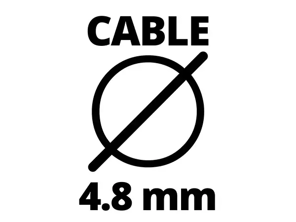 Symbolická grafika ukazuje průměr ocelového lana 4,8 mm ručního lanového navijáku Einhell TC-WI 800.