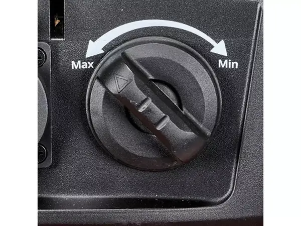 Otočný ovladač TE-VC 2340 SACL pro nastavení sacího výkonu s označením od Min do Max.