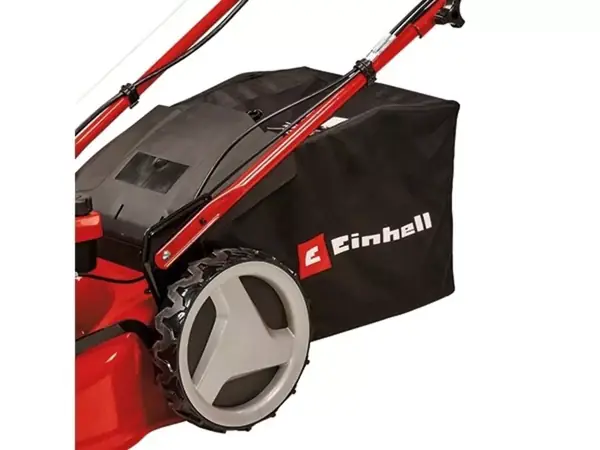 Sběrný koš na trávu benzinové sekačky Einhell GC-PM 46 SM HW-E Li s ukazatelem naplnění.