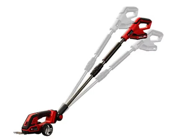GE-CG 18/100 Li T-Solo s teleskopickou rukojetí a kolečky na bílém pozadí.
