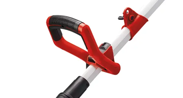 Der verstellbare Zusatzhandgriff des Einhell Akku-Rasentrimmers GE-CT 18/33 Li E zur ergonomischen Anpassung an den Nutzer.
